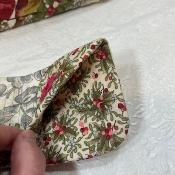 Handmade Christmas Fabric Button Closure Cotton Tote Handbag w/Eyeglass Case NEW - Picture 9 of 10
